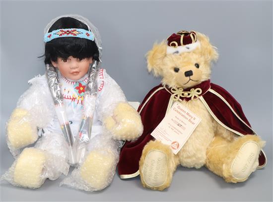 A Hamilton Collection doll Snowbird, with certificate and a Hermann Queen Mary II, boxed with certificate